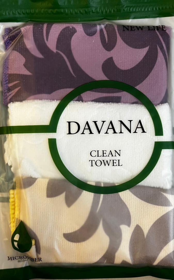دستمال میکروفایبر آنتی باکتریال داوانا بسته 3 عددی